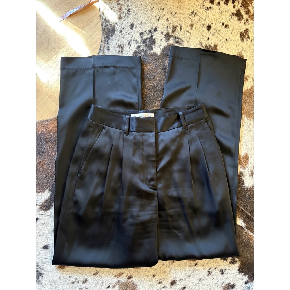 Aritzia The Effortless Pant Satin In Black Size 6 - Picture 2 of 7